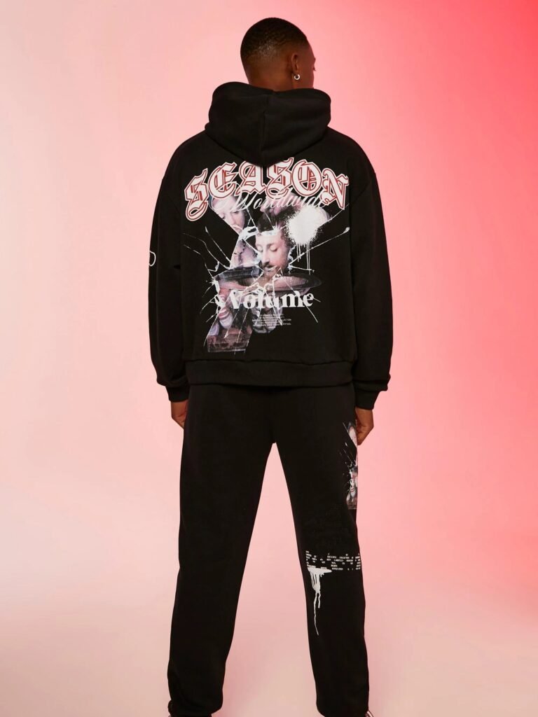 Mixed-Media Graphic Hoodie