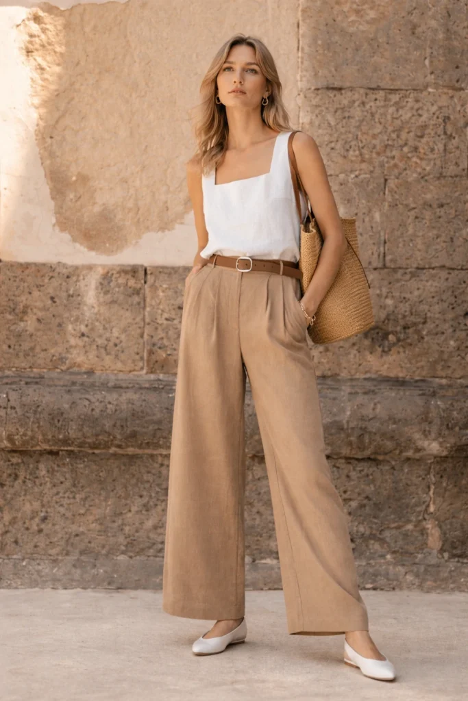 Wide-Leg Linen Pants
