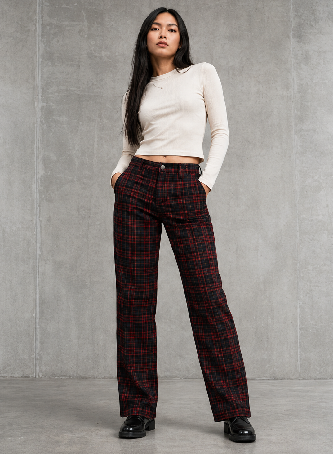 Custom classic straight plaid pants