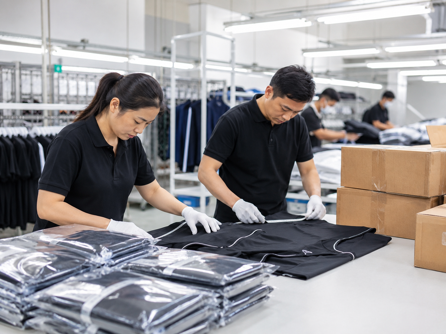 Factory workers inspecting