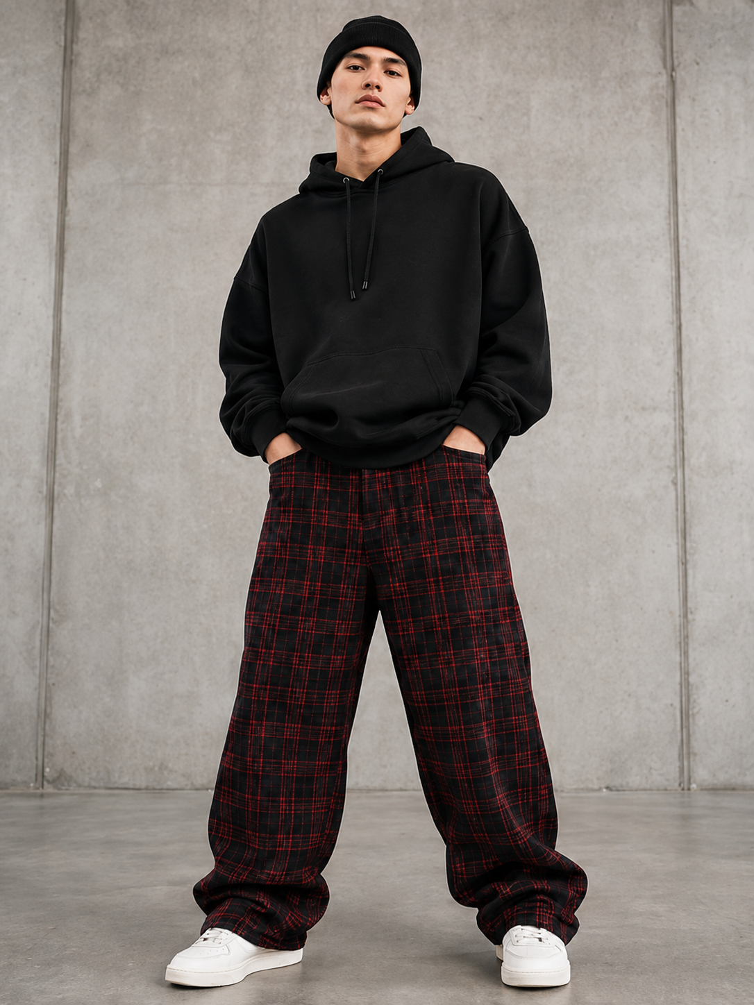 Custom loose baggy fit plaid pants