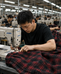 Plaid pants bulk production